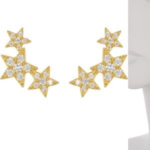 Adorina NWOT 14k gold Played cz shooting star earrings